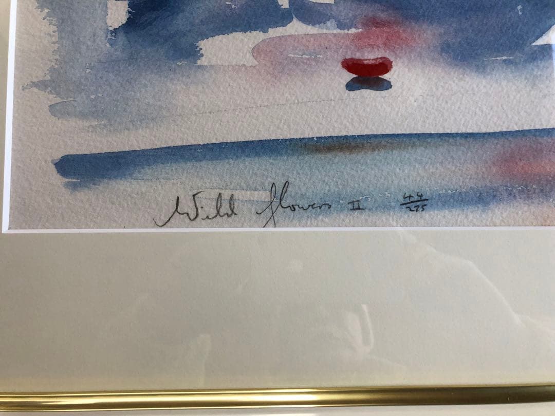 リビングストーン、花束、癒し系作品275/44高級額付き、さし箱付き