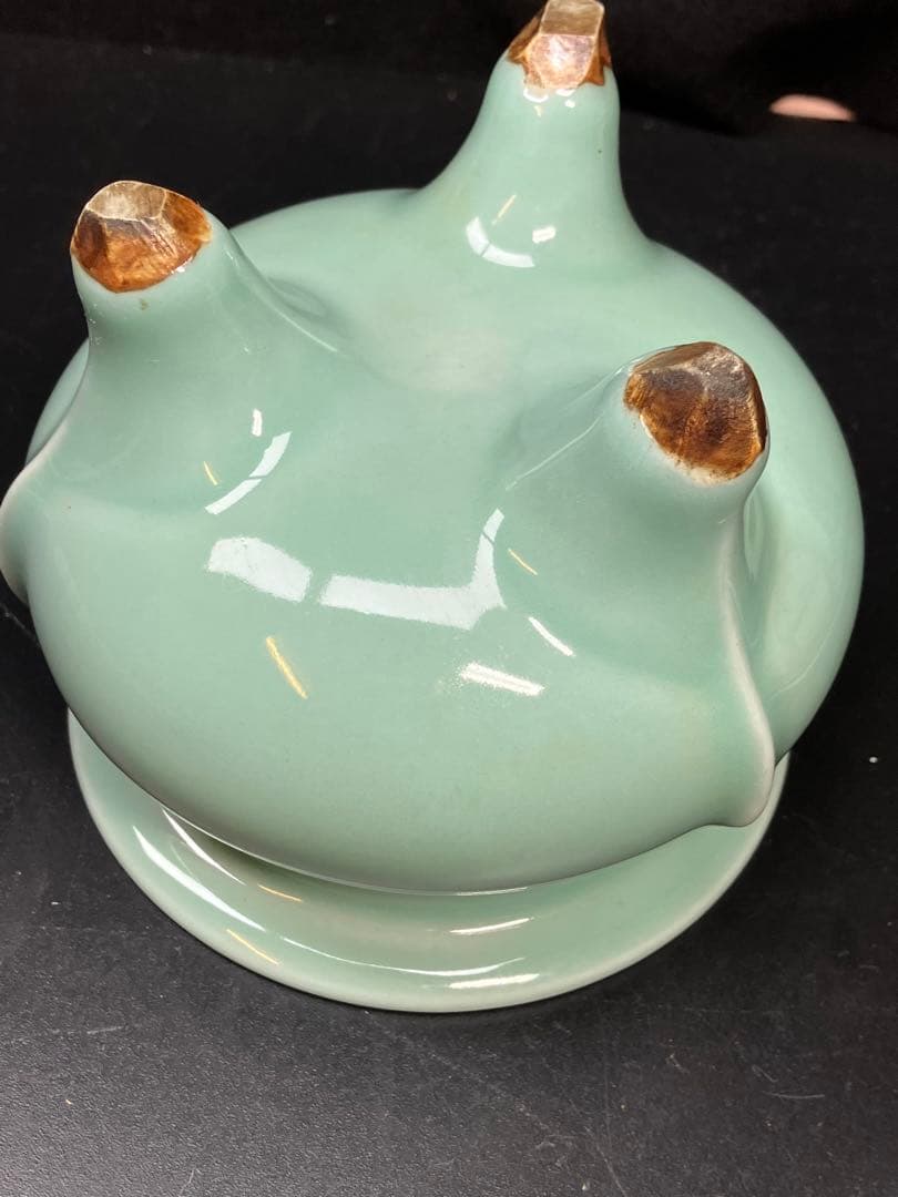 青磁三足純銀火屋香炉 仏具茶道具透かし彫り純銀刻印 銀細工 骨董品 火舎 工芸