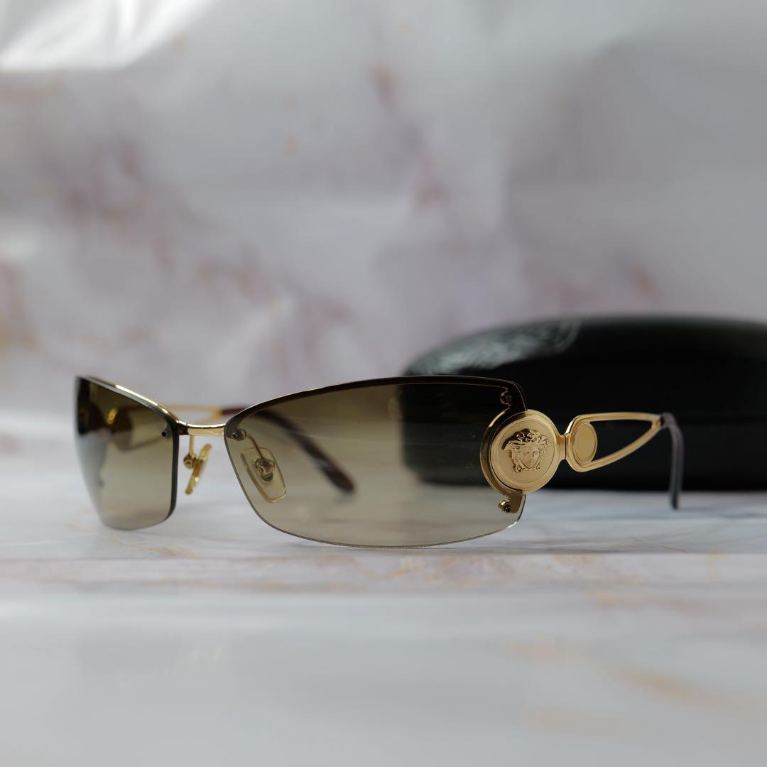 VERSACE HYDE 着用 リムレス サングラス ケース付き