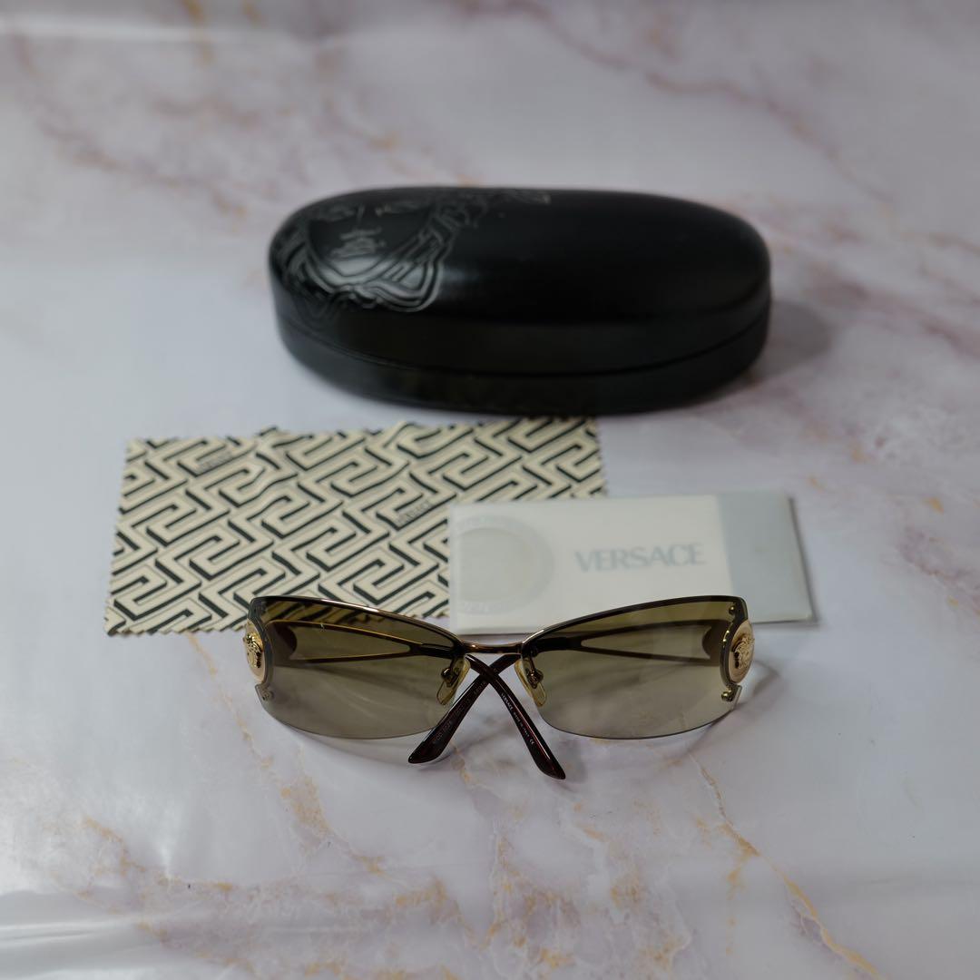 VERSACE HYDE 着用 リムレス サングラス ケース付き