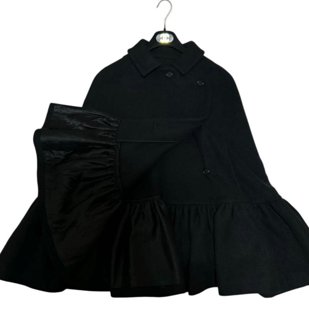 MSGM エムエスジイエムポンチョ ケープ ブラック黒 フリル ウール 40 L