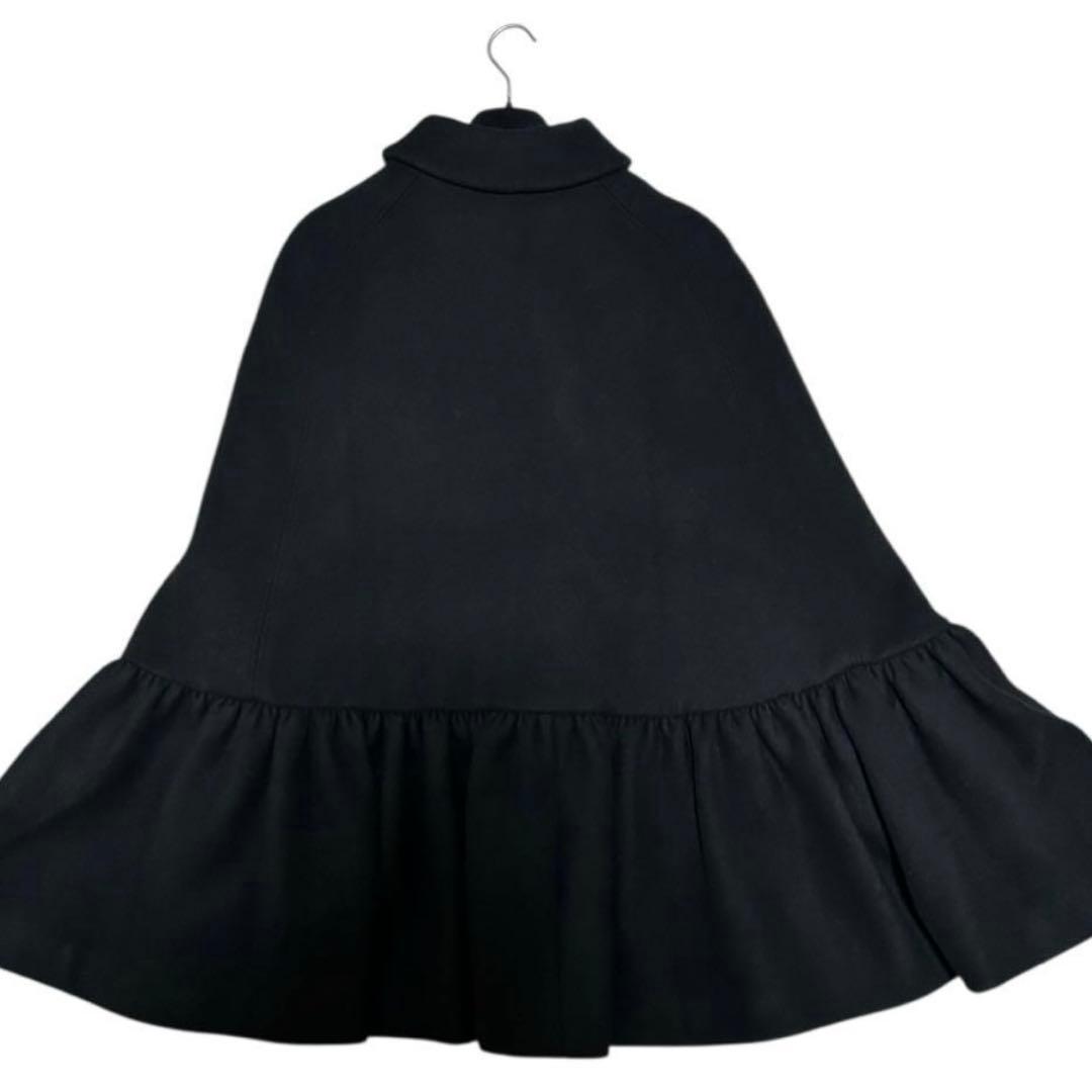 MSGM エムエスジイエムポンチョ ケープ ブラック黒 フリル ウール 40 L