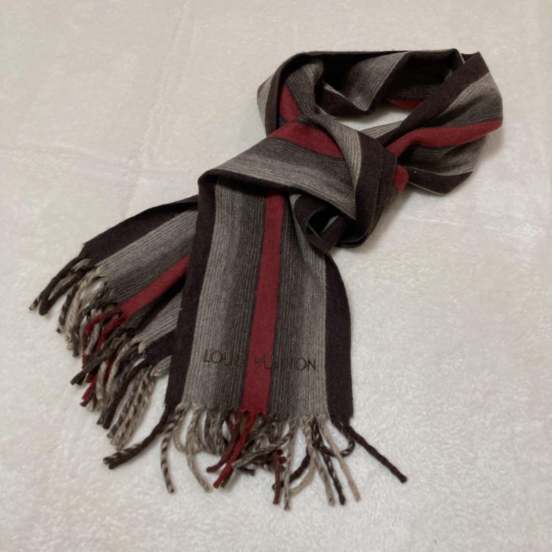 【美品】LOUIS VUITTON ルイヴィトン カシミヤ マフラー ストライプ