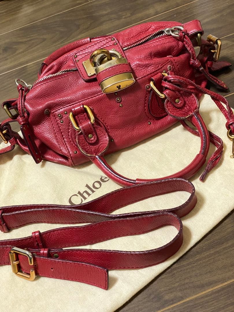 Chloe クロエ パディントン ボルドー レザー ショルダー 希少 ビンテージ