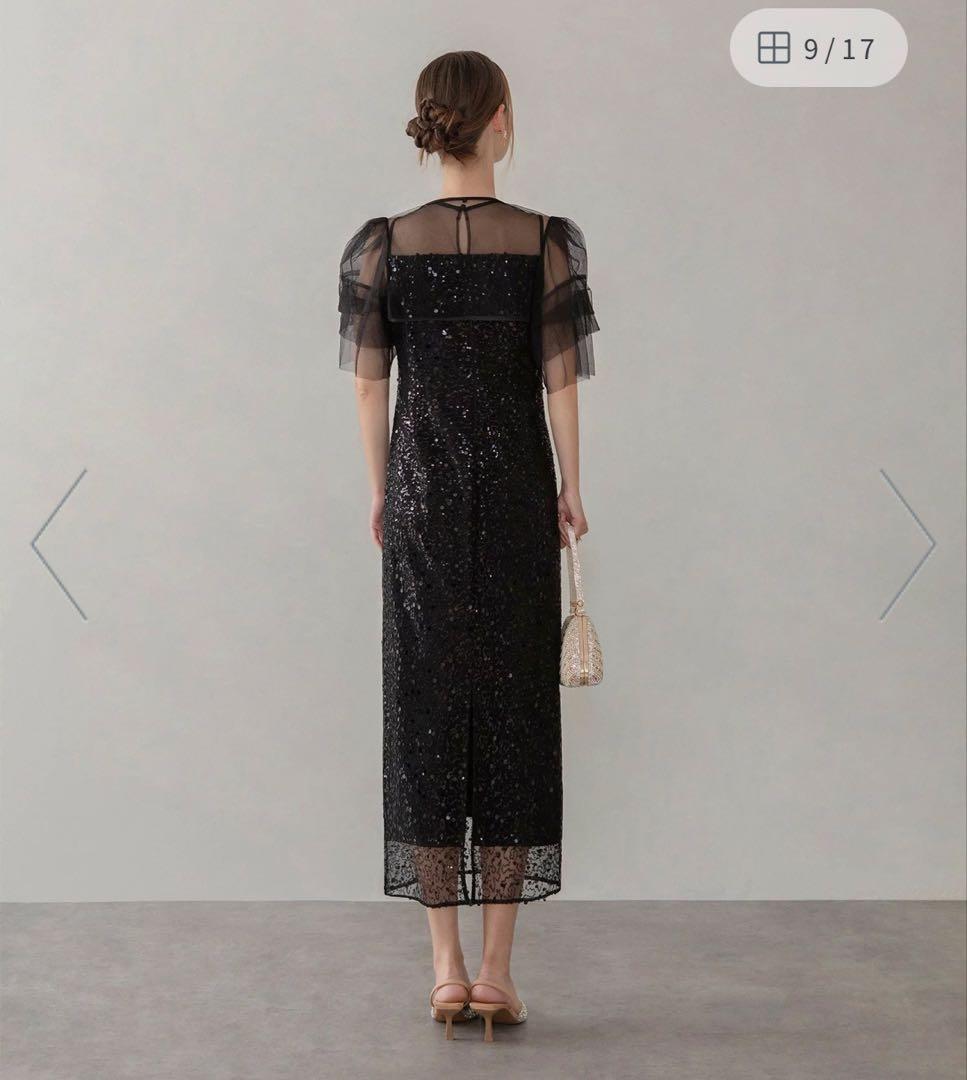 スパンコールパールミックス ボレロIラインワンピースドレス