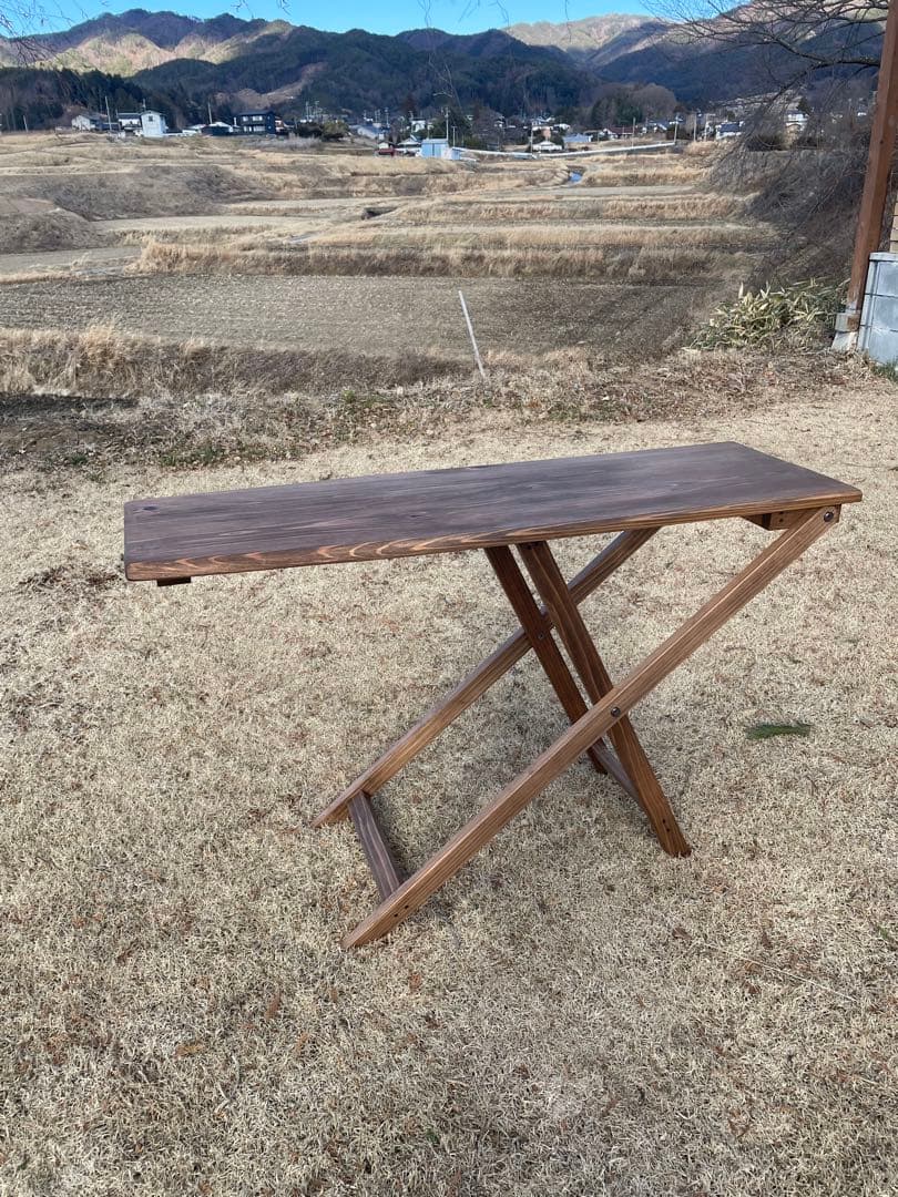 アウトドアカフェテーブル　折りたたみ式　ハンドメイド　アンティーク　アイロン台