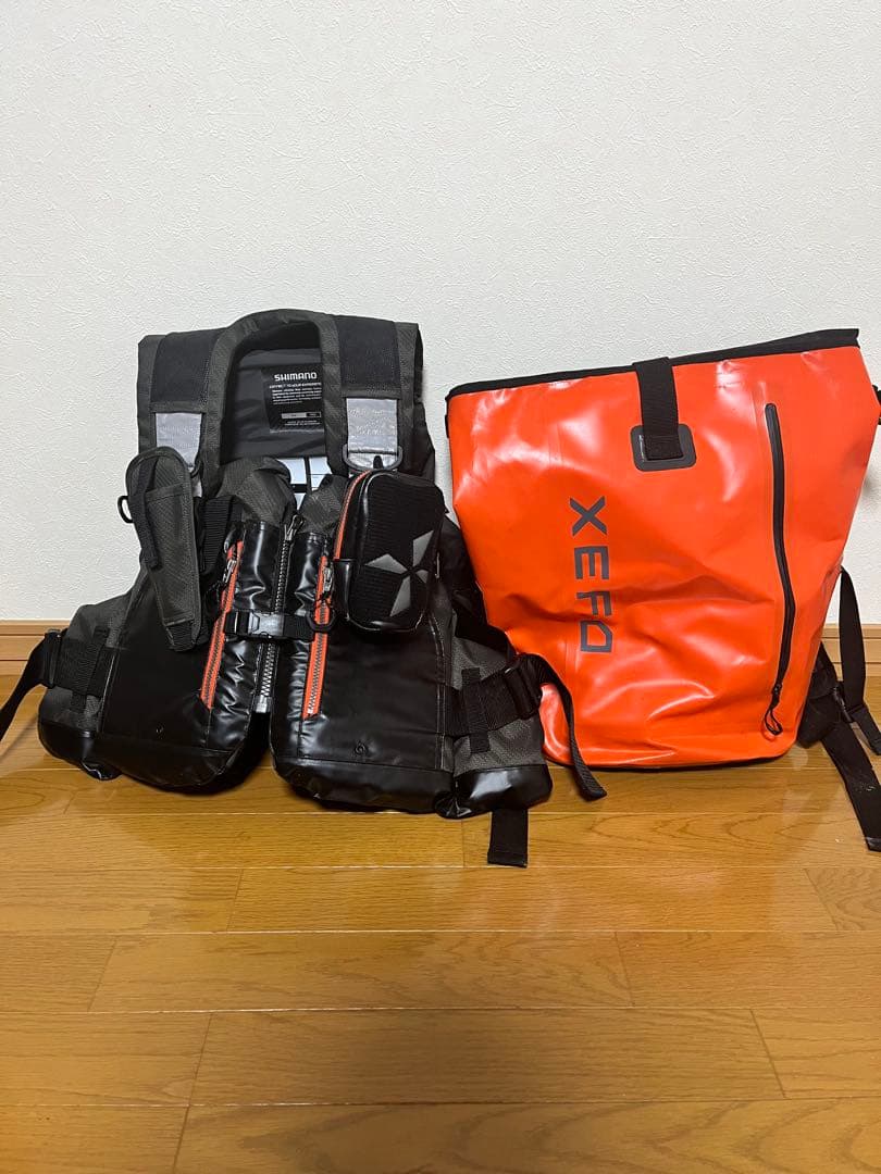 SHIMANO XEFO ライフジャケット 防水バッグ セット - メルカリ