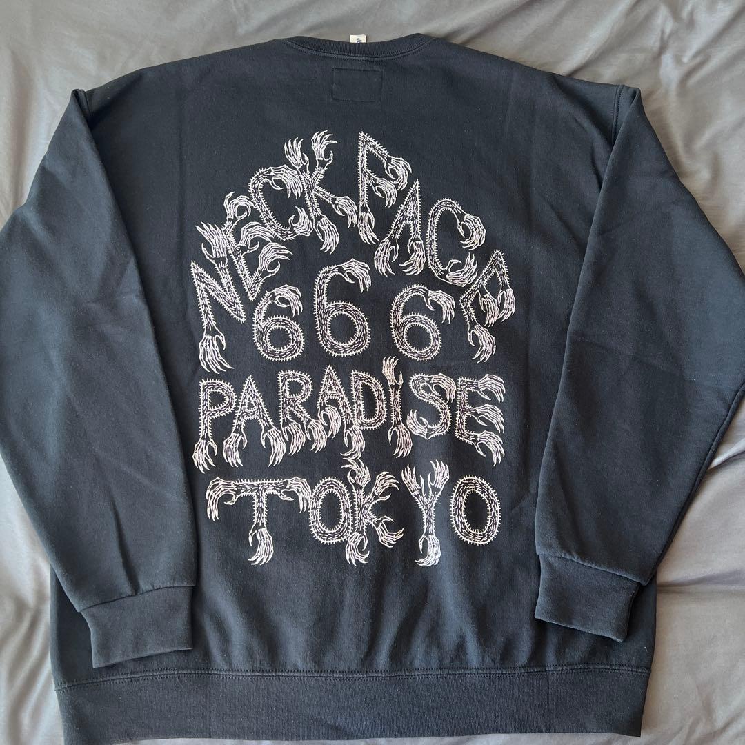 ワコマリア×ネックフェイスプリントロゴ スウェット 黒XL.