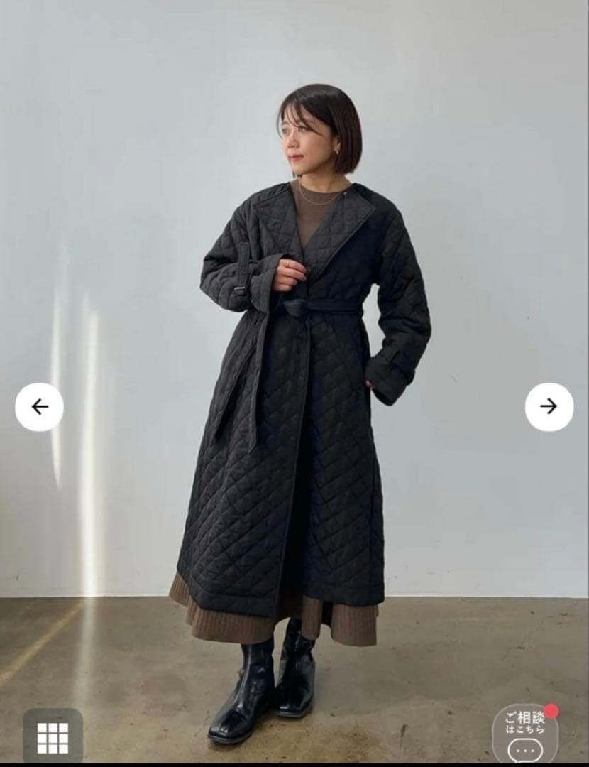 COHINA キルティングノーカラーコート
