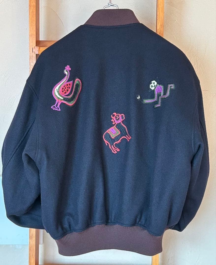 ポールスミス スタジャン 刺繍 ネイビー 90s 古着 Lサイズ