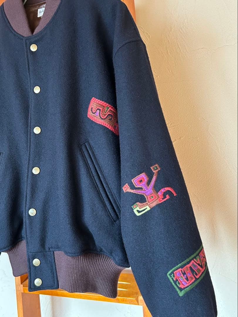 ポールスミス スタジャン 刺繍 ネイビー 90s 古着 Lサイズ
