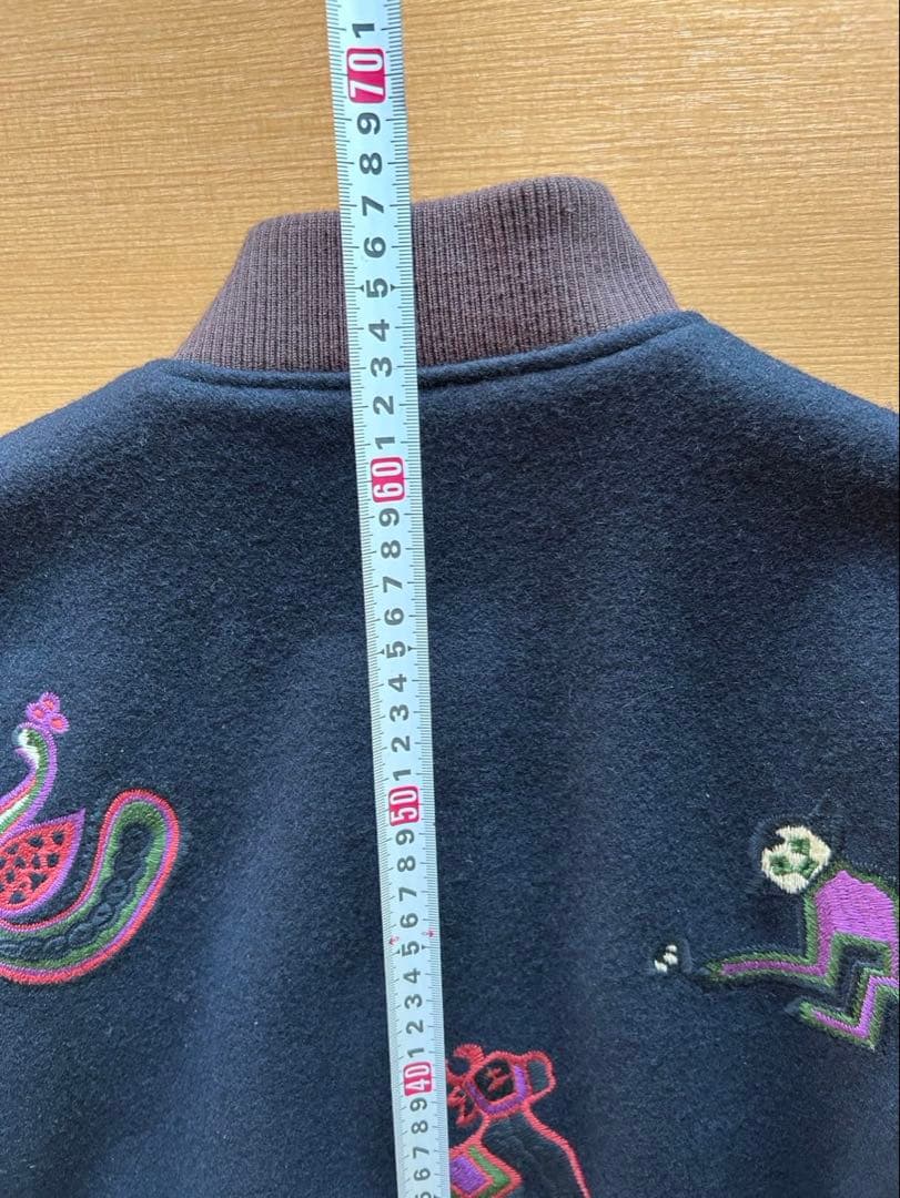 ポールスミス スタジャン 刺繍 ネイビー 90s 古着 Lサイズ