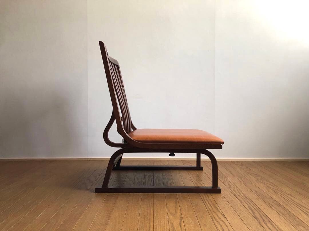 秋田木工社製 低座椅子 革張り ジャパニーズモダン ヴィンテージ 和家具 古