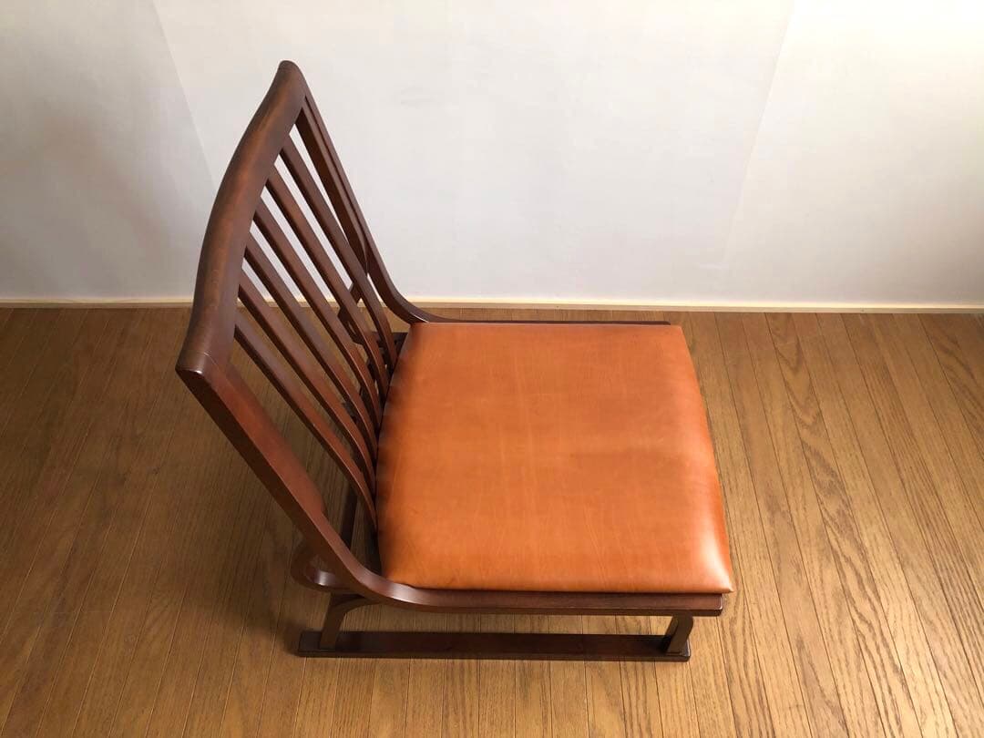 秋田木工社製 低座椅子 革張り ジャパニーズモダン ヴィンテージ 和家具 古