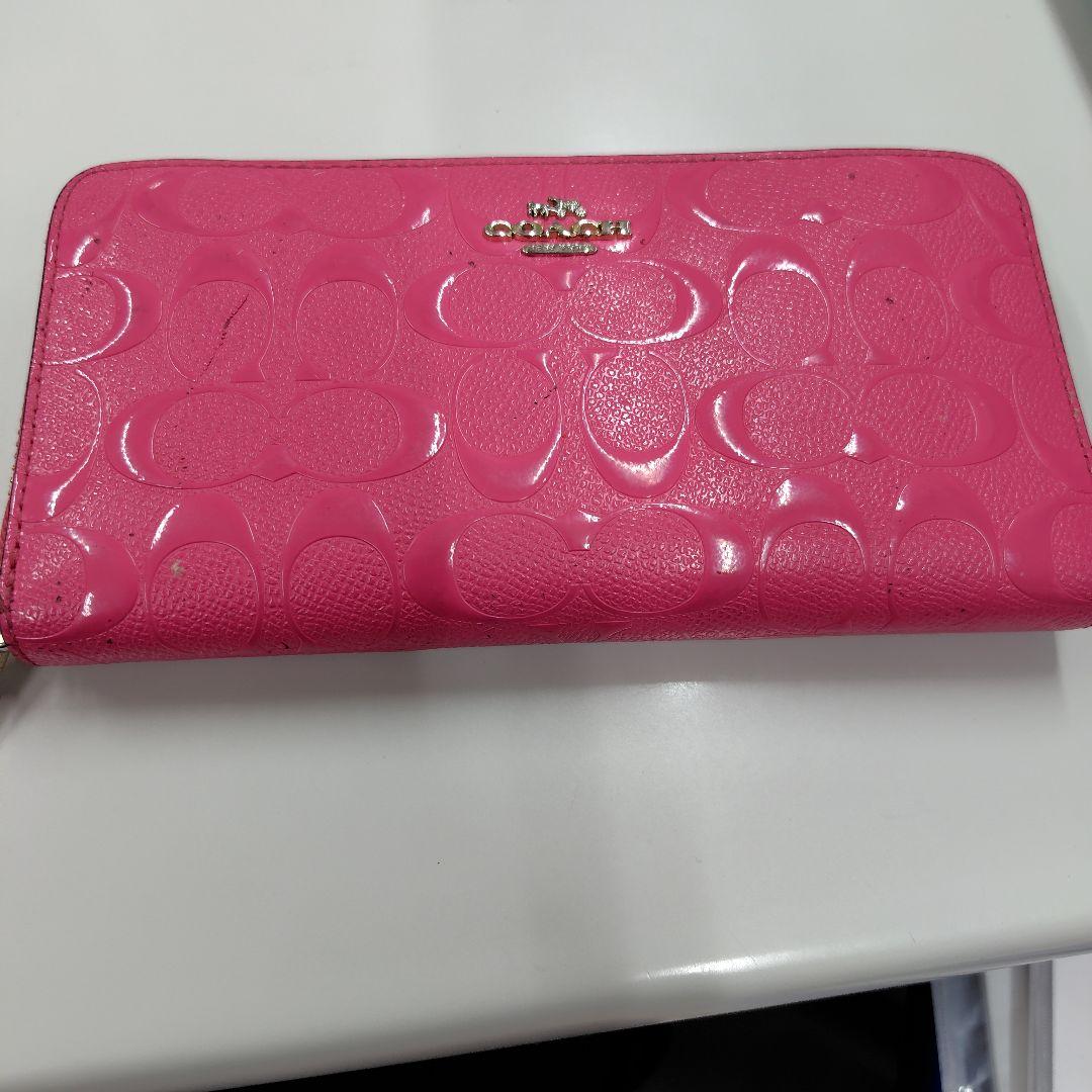 COACH ピンク レザー 長財布 - メルカリ