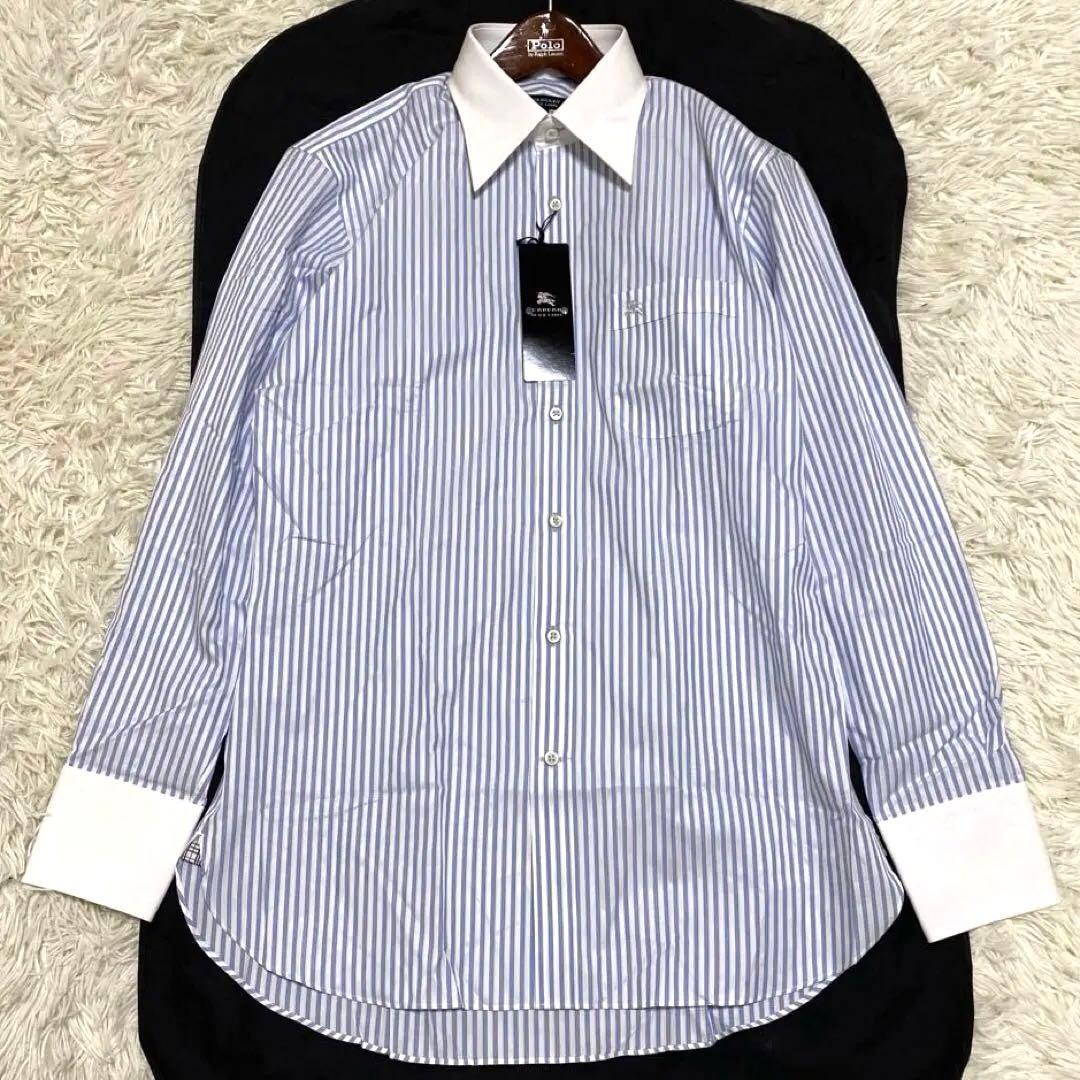 【未使用•タグ付✨】バーバリーブラックレーベル クレリックシャツ ストライプ L 中古・古着通販】BLACK LABEL CRESTBRIDGE (ブラックレーベル クレスト