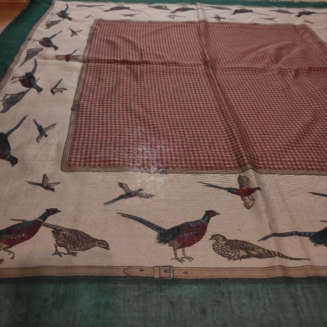 Ralph Lauren 鳥のプリント カシミヤ＆シルク スカーフ