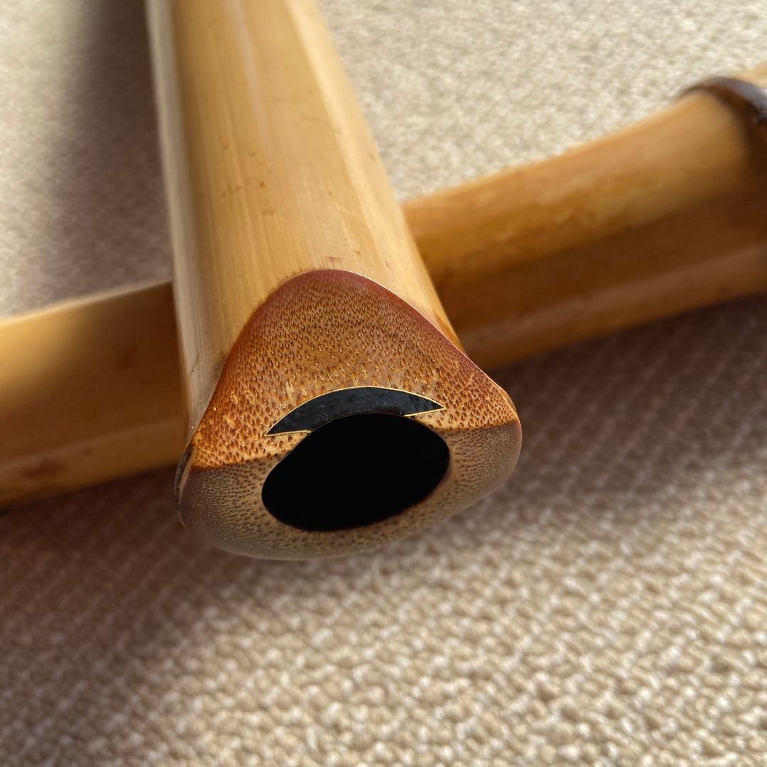 186 尺八　一尺八寸管　玉水銘　歌口金巻き　中継ぎ銀巻き　名管