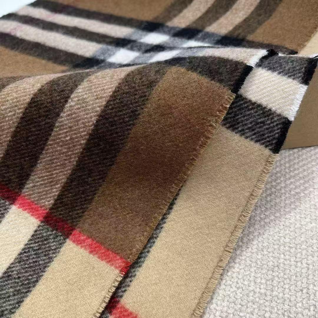 チェック柄マフラー ブラウン/ベージュ30x168cm