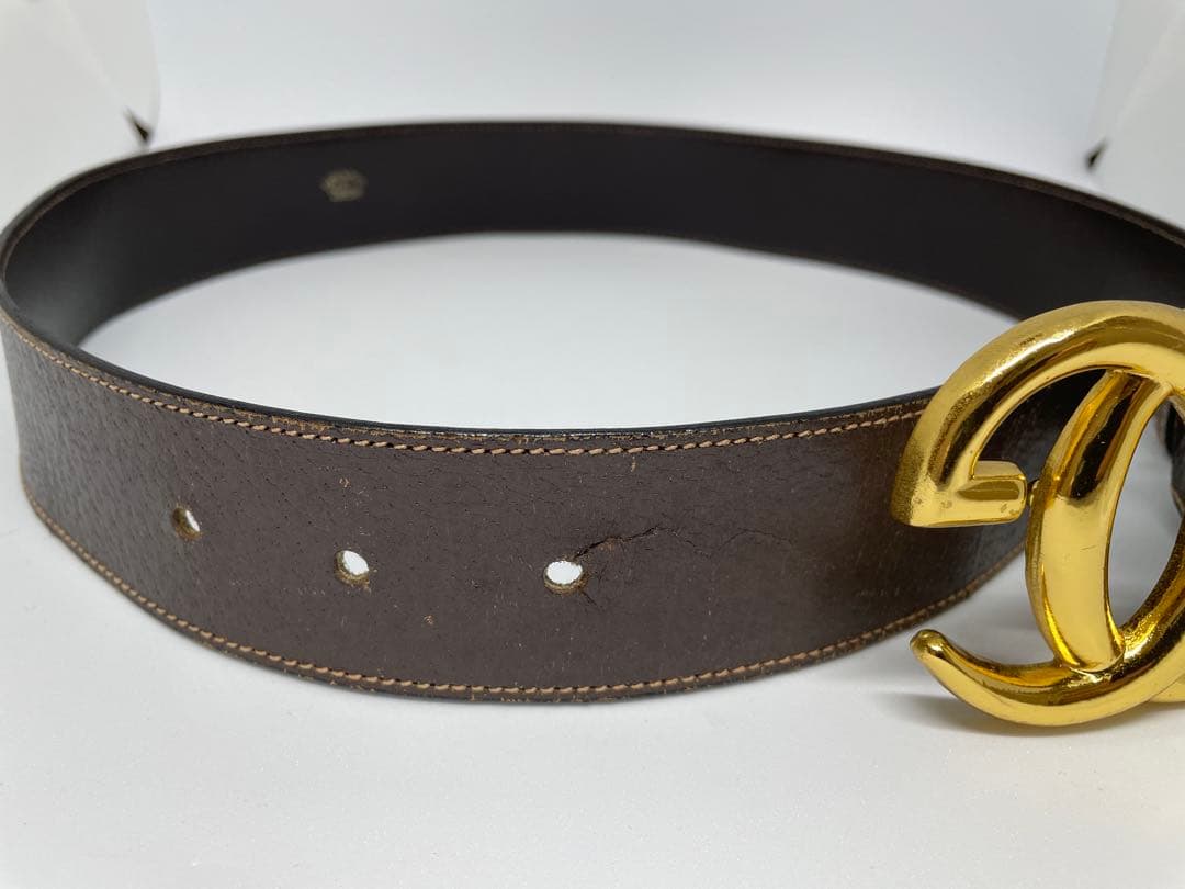 ◎人気 グッチ GUCCI レザーベルト 70 本革 ゴールド金具 GGロゴ 茶 ◎人気