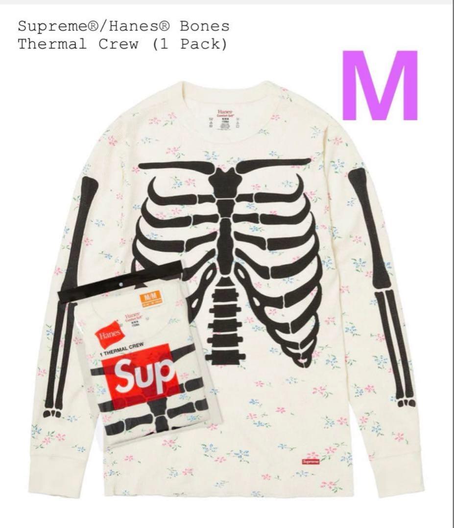 即完品】花柄 Supreme x Hanes Bones サーマルCrew - メルカリ