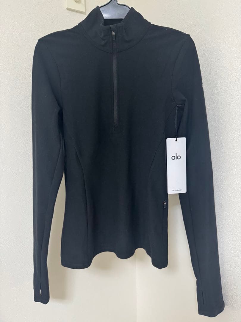 ALO YOGA ブラック ジッパー付き長袖 トレーニングウェア XS スポーツ