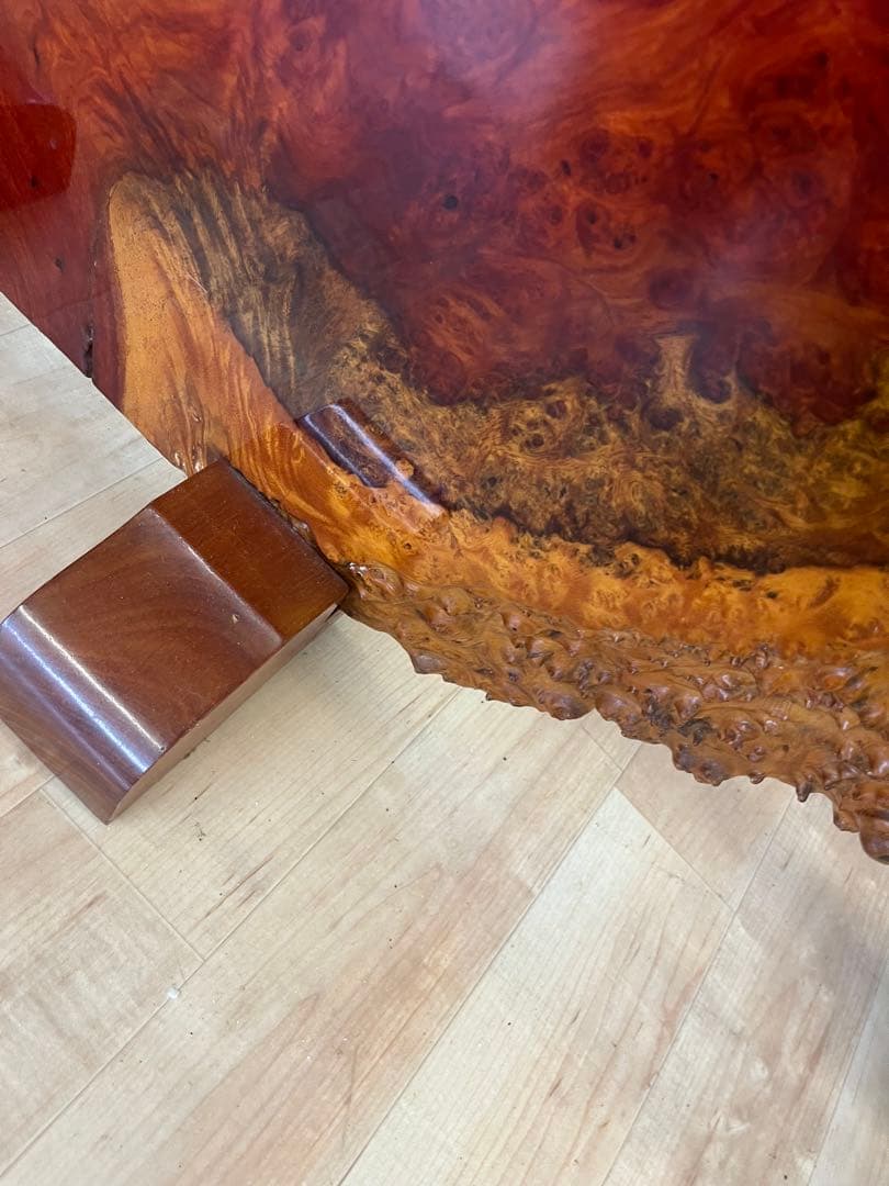 【希少】花梨瘤 衝立 一枚板 天然木　瘤杢 玉杢　光沢あり　スタンド付き