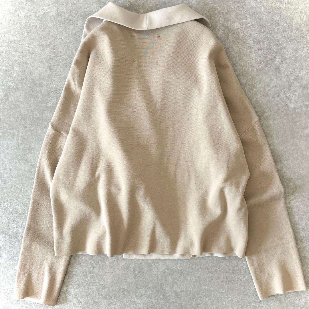 美品 自由区 ショールカラーコート 切り替え ベルト付き ベージュ 38 羽織