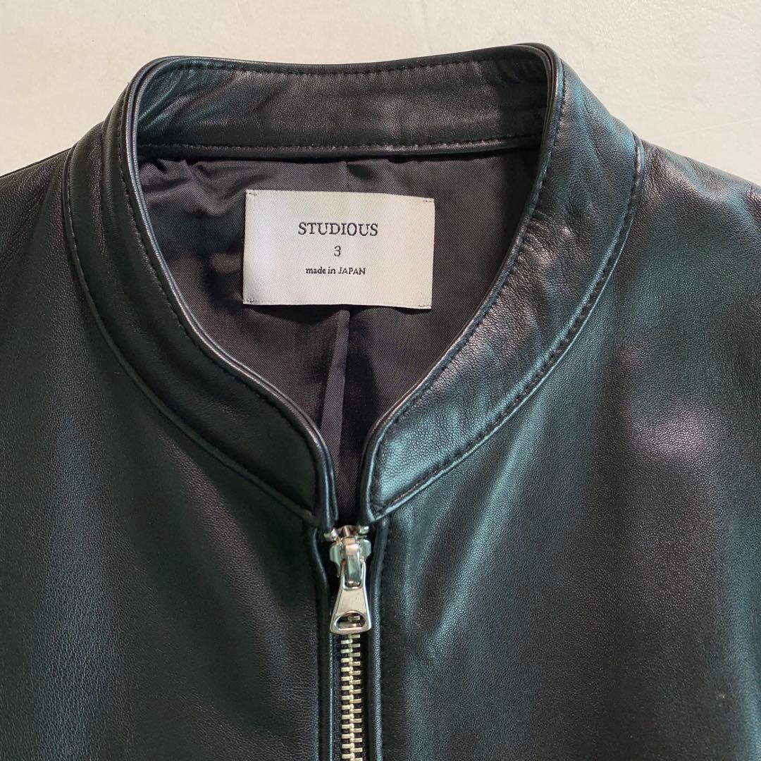 ト*ー様 STUDIOUS 羊革 ライダースジャケット シングル 本革 黒 サイ