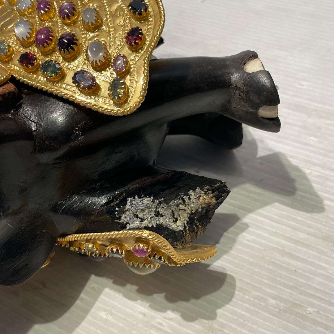 希少　中国美術 木彫 宝石飾 小象　象 置物 飾り物 インテリア　コレクション