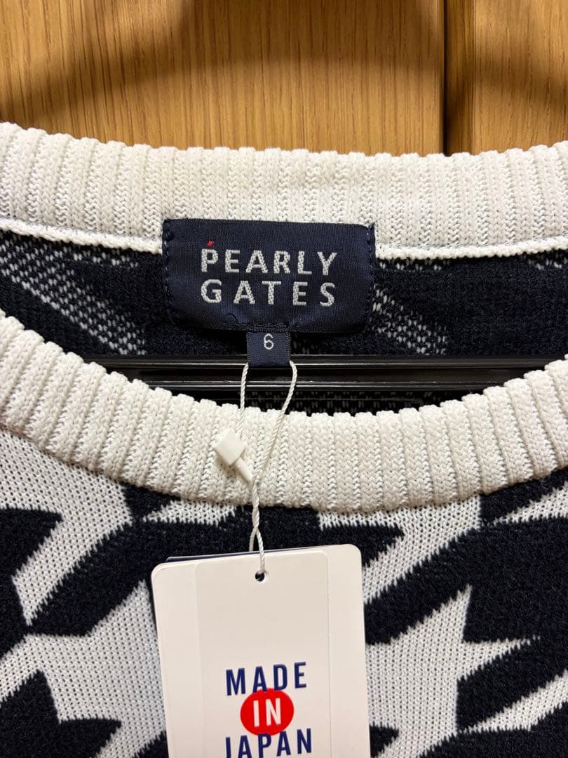PEARLY GATES ブラック ホワイト　セーター サイズ6 総柄