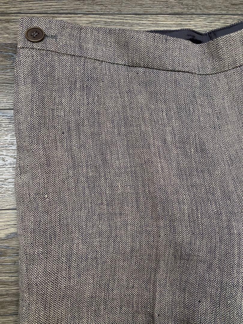 HERMES エルメス　皮モチーフ付　スラックス　パンツ　織り柄 XS