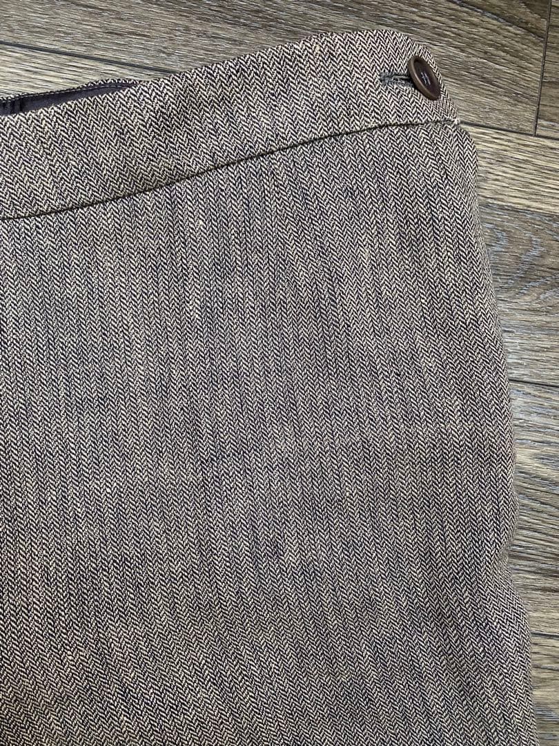 HERMES エルメス　皮モチーフ付　スラックス　パンツ　織り柄 XS