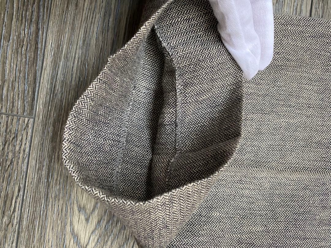 HERMES エルメス　皮モチーフ付　スラックス　パンツ　織り柄 XS