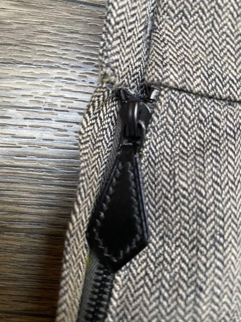 HERMES エルメス　皮モチーフ付　スラックス　パンツ　織り柄 XS