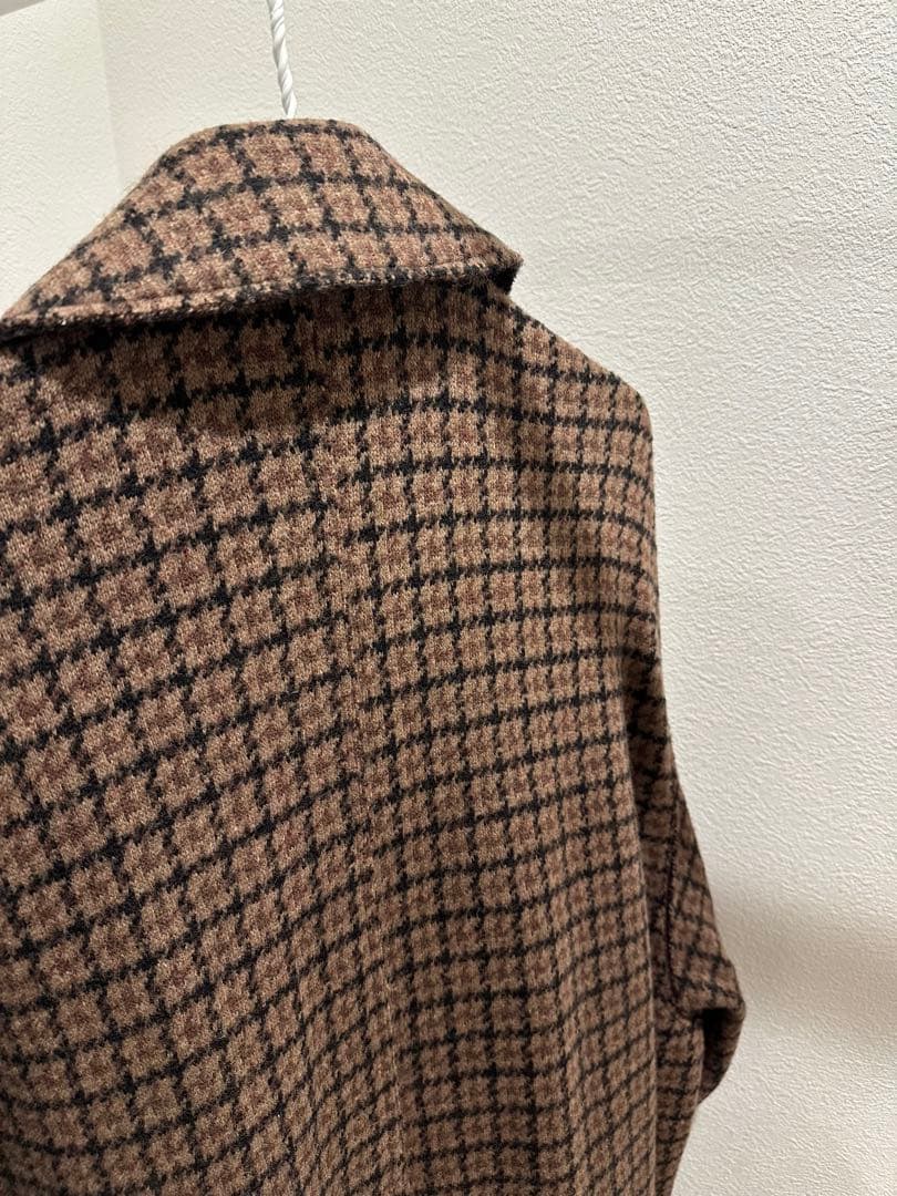 ブラウン チェック ステンカラーコート yoke xs