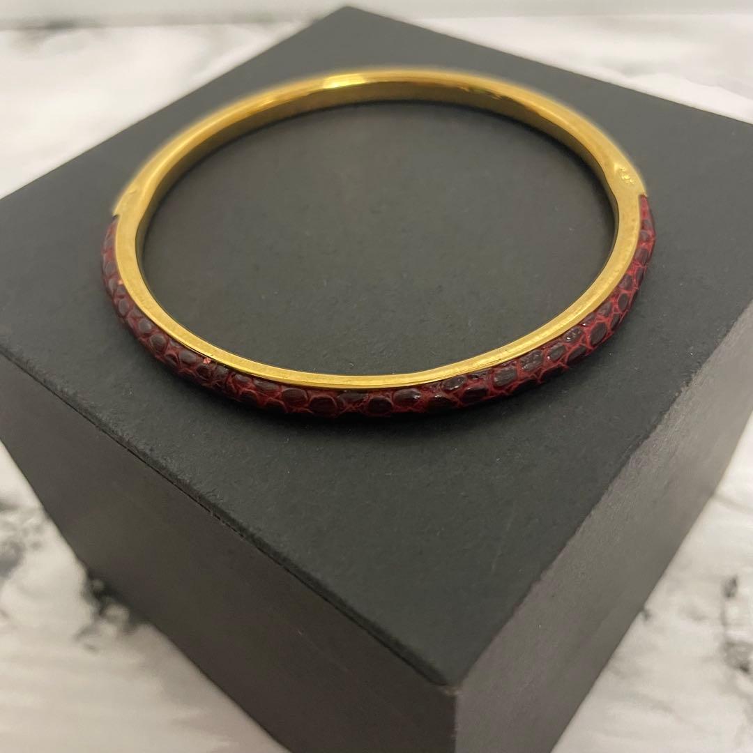 【蛇年】7オールドグッチ　GUCCI バングルリザード　ブレスレットヴィンテージ