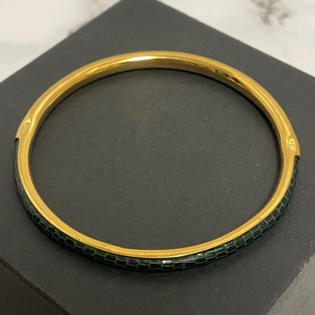 【蛇年】7オールドグッチ　GUCCI バングルリザード　ブレスレットヴィンテージ