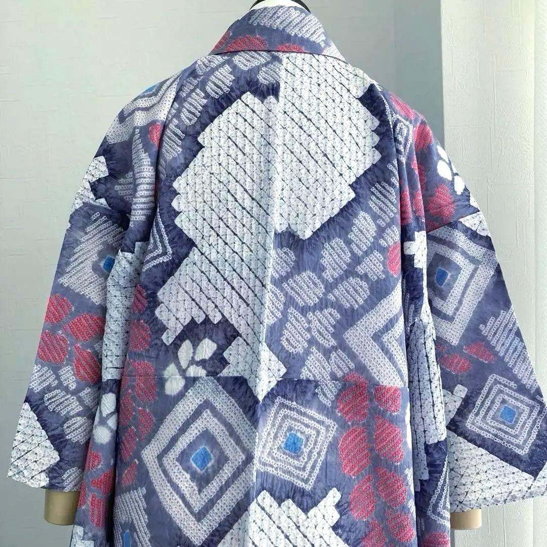 有松絞り・蜘蛛絞り 手縫い 淡いグレー しつけ付 絞り浴衣 No.k100