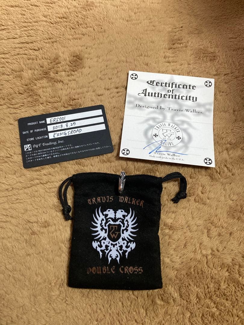 トラビスワーカー シングルクロスフープ ピアス 18金ポスト ギャランティカード