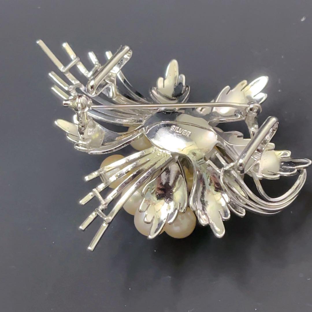 真珠 パール アコヤ真珠 SILVER 13珠 ブローチ 帯留め 2way