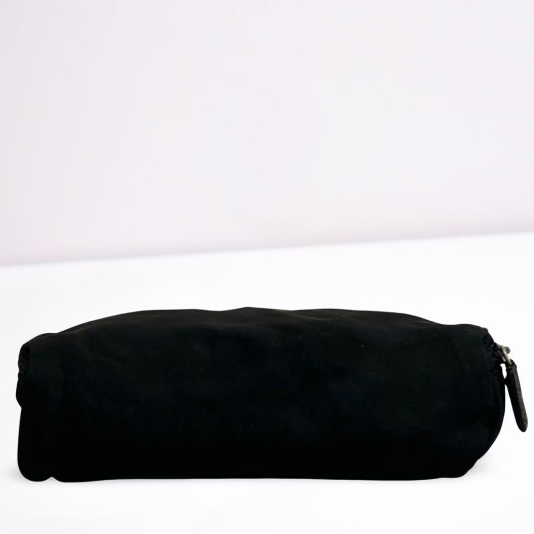 美品】PRADA プラダ ナイロンポーチ 黒 三角ロゴ ギャラカード付 正規