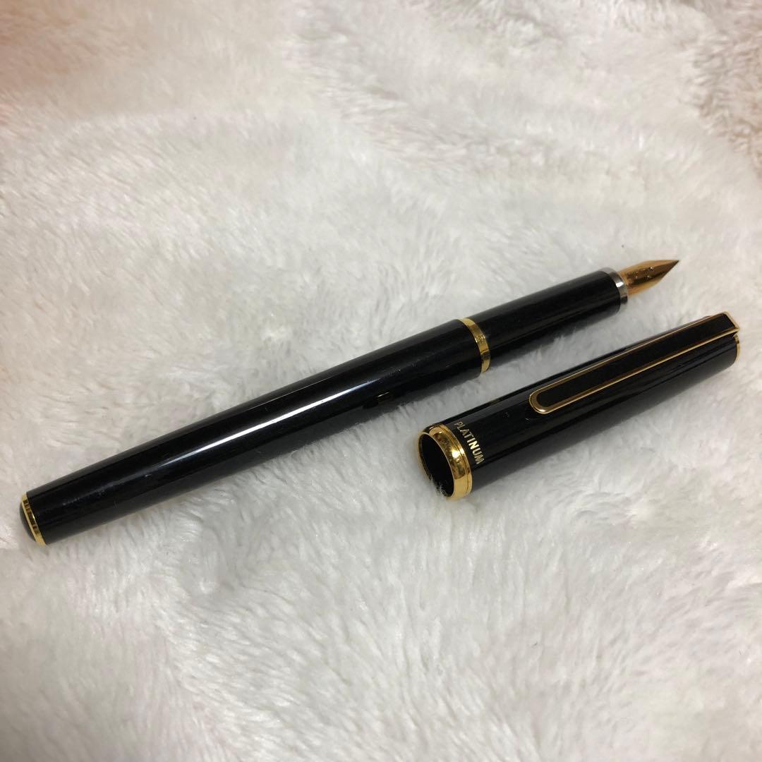 ☆廃番 プラチナ 美巧 万年筆 14金ペン先 ブラック 字幅 極細字