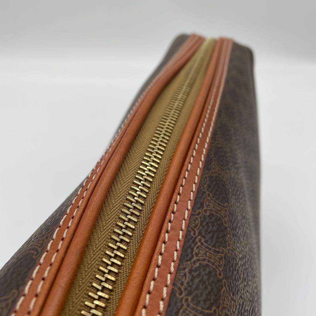 【極美品】セリーヌ　マカダム柄　ポーチ　PVC レザー　ヴィンテージ　ロゴ刻印