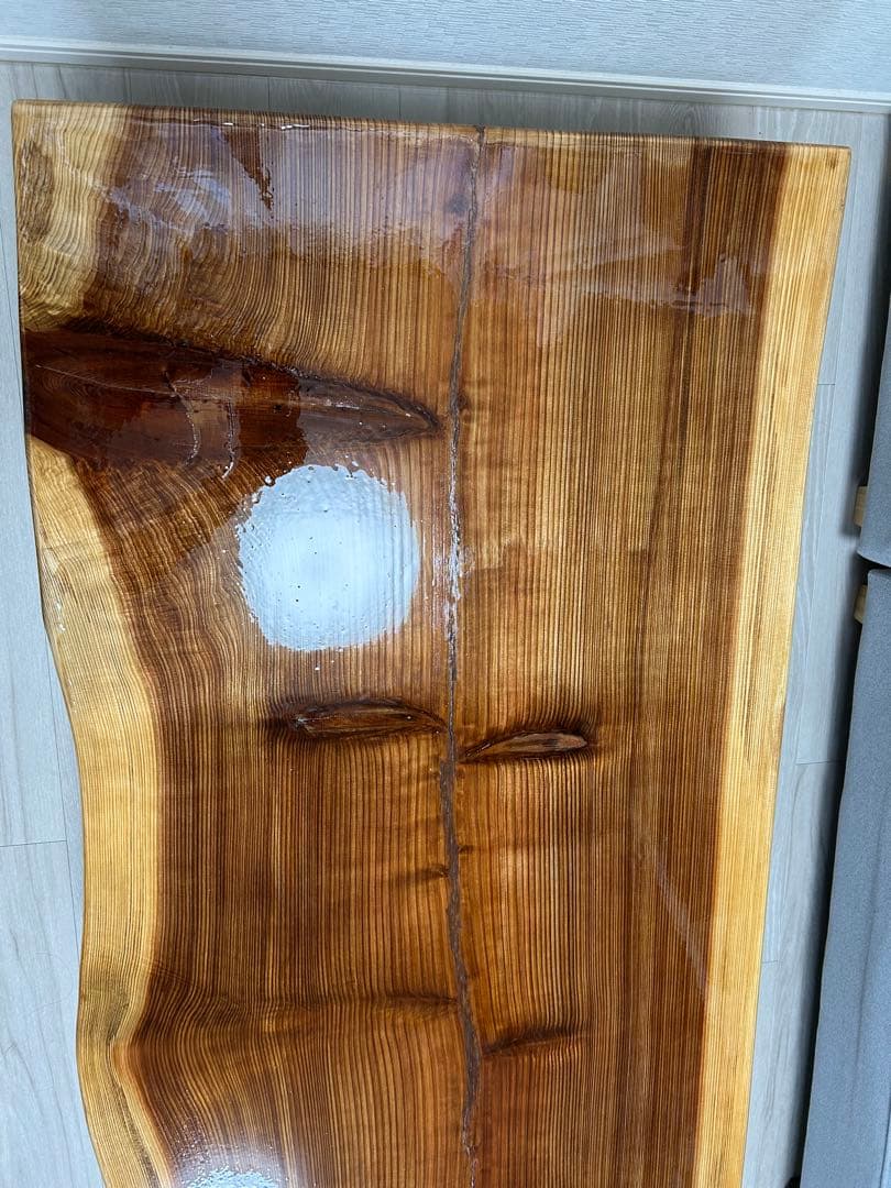 杉　一枚板　テーブル　と　アイアン足