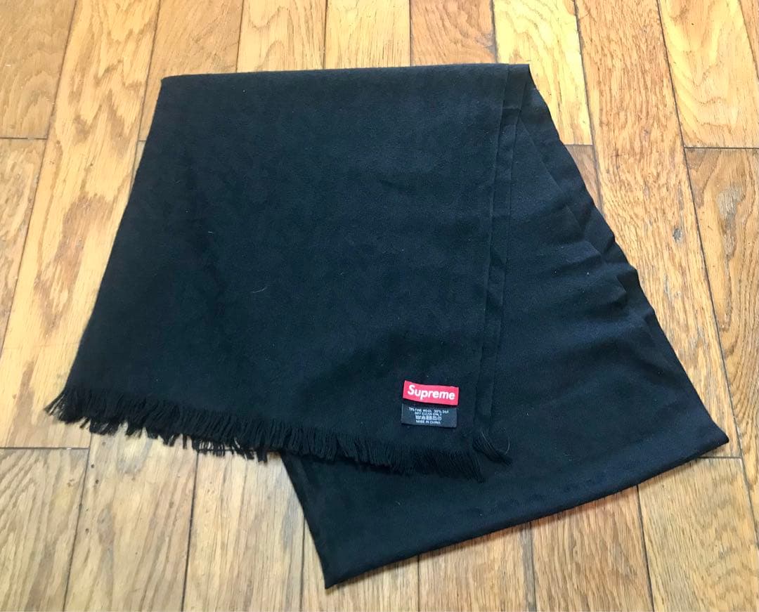 Supreme FUCK wool scarf 総柄 マフラー スカーフ 黒