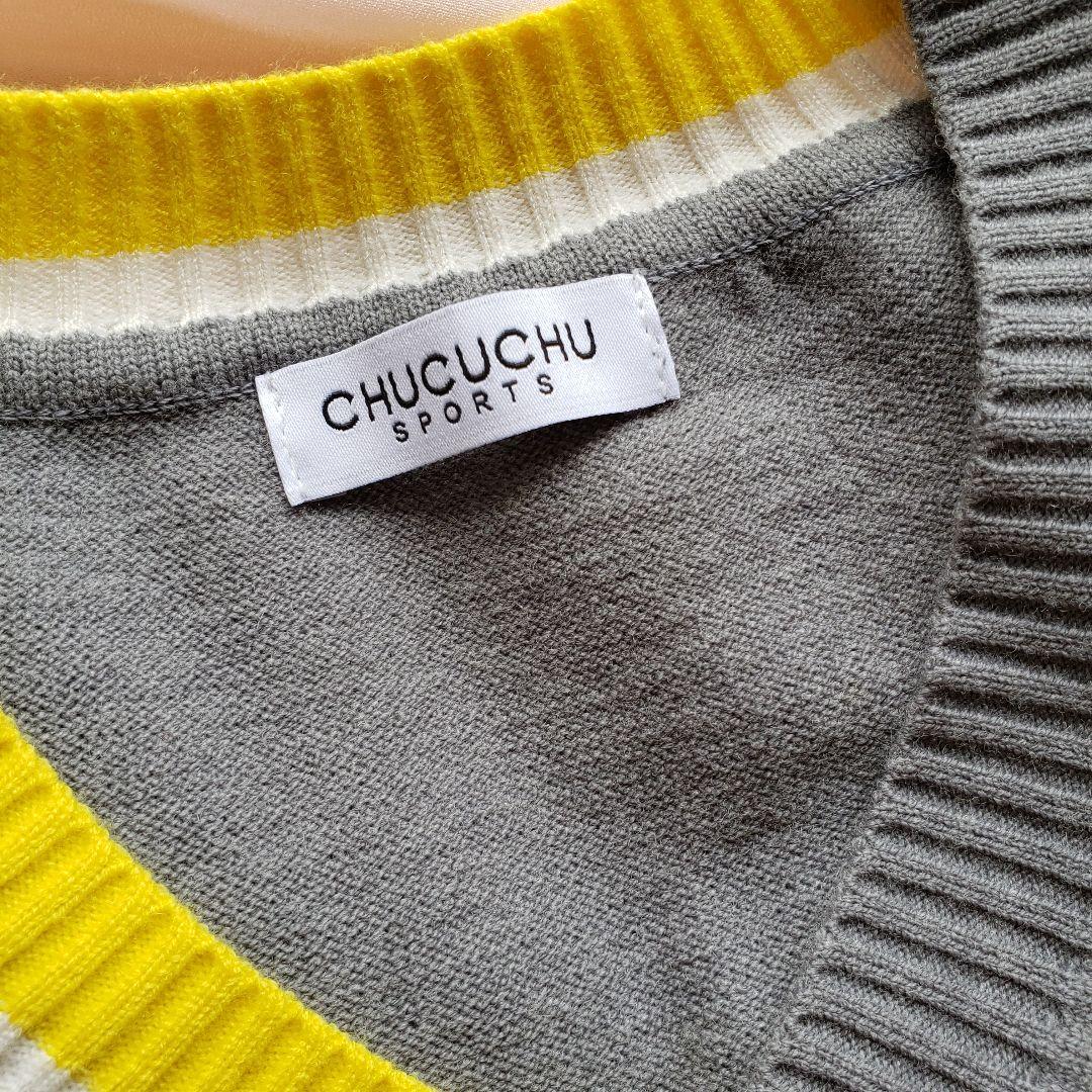 ★♡emma♡★CHUCUCHU イエロー グレー Vネック セーター★
