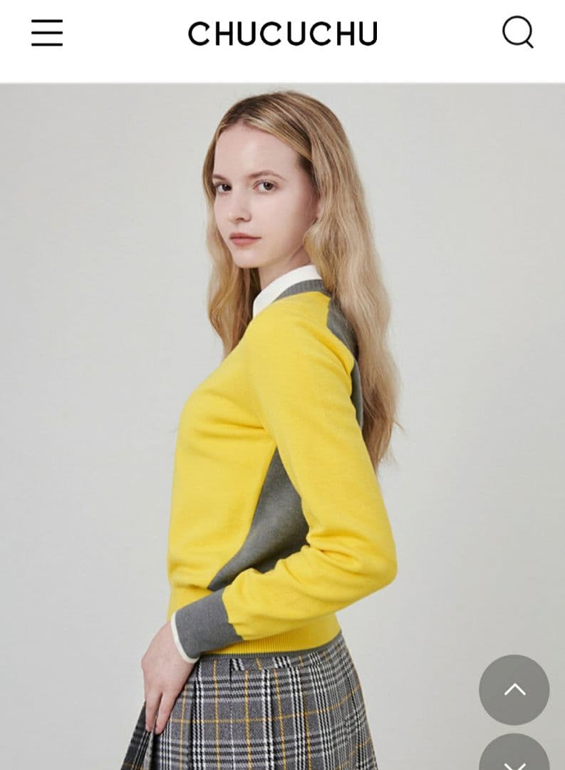 ★♡emma♡★CHUCUCHU イエロー グレー Vネック セーター★