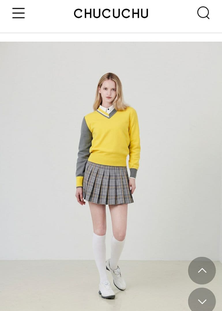 ★♡emma♡★CHUCUCHU イエロー グレー Vネック セーター★