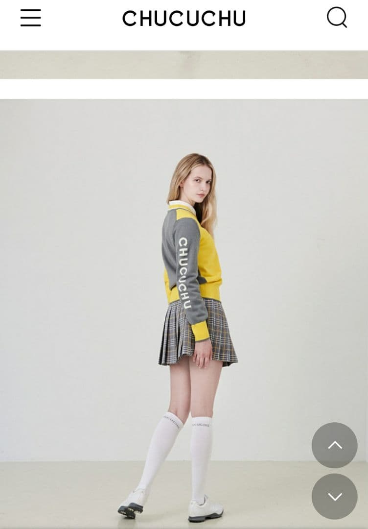 ★♡emma♡★CHUCUCHU イエロー グレー Vネック セーター★